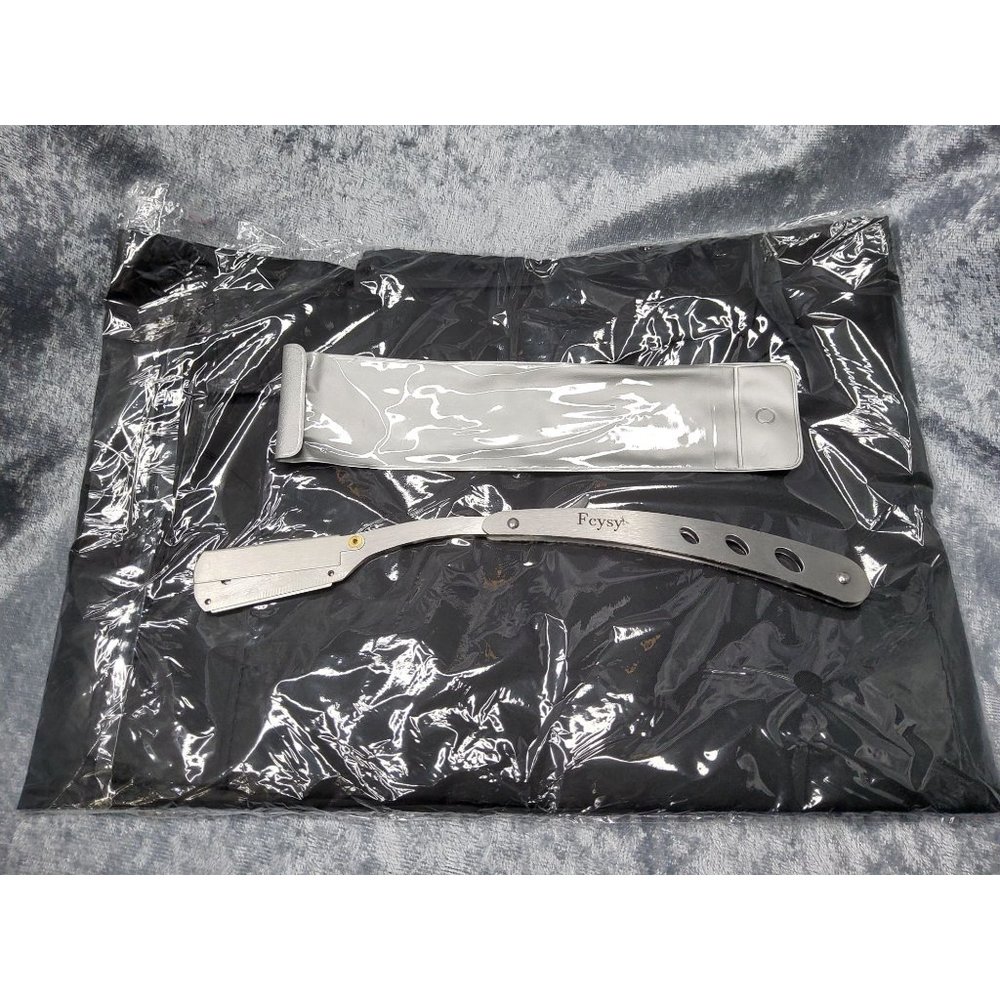 new fcysy brushed stainless steel folding shaving razor with cape